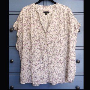 J Crew Short (Ruffle) Sleeve Little Flowers Blouse